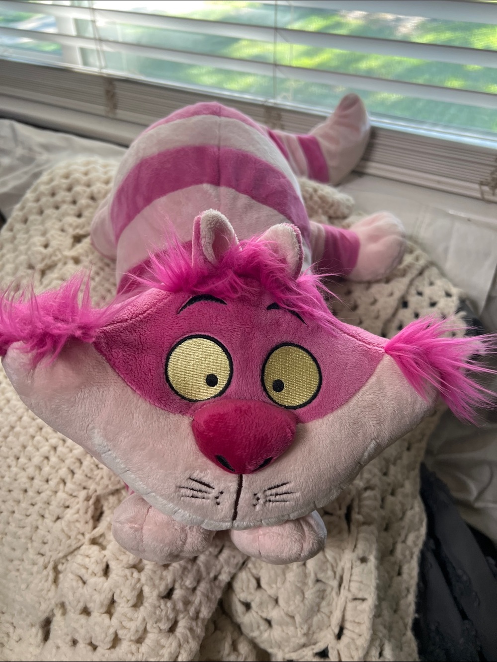 Disney Pink Striped Cheshire Cat Plush - Pink and Magenta